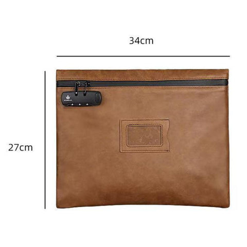 KOSMCCO CL250 Password Lock Leather Document Pouch A4 Large Capacity File Organizer ID Holder