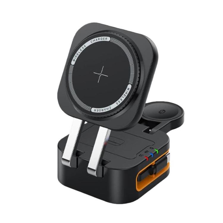 15W 3 In 1 Retractable Cable Magnetic Wireless Charger Foldable Desktop Charging Stand