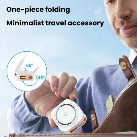 15W 3 In 1 Retractable Cable Magnetic Wireless Charger Foldable Desktop Charging Stand