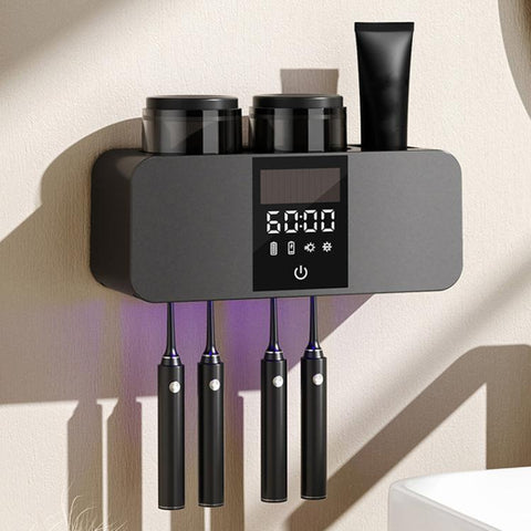 UV Sterilizing Smart Toothbrush Holder With Drying Function Wall-Mounted Mouthwash Cup Set