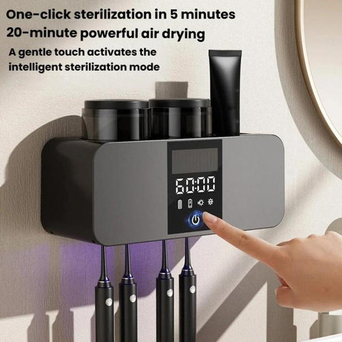UV Sterilizing Smart Toothbrush Holder With Drying Function Wall-Mounted Mouthwash Cup Set