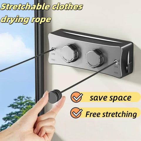 5.1m Invisible Steel Wire Clothesline Indoor Balcony Retractable Drying Rack, Single String White, Single String Black, Single String Gray, Double String White, Double String Black, Double String Gray