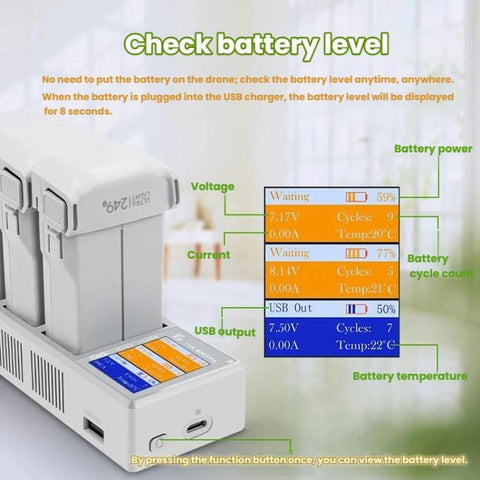 YX 100W 3-Bay LCD Charging Hub for DJI Mini 5 Pro/4/3 With Color Screen Fast Charger Station