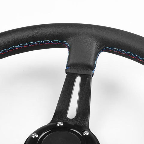 14 inch 350mm Car Steering Wheel Super Microfiber Leather Tri-Color Patchwork Drift Gaming Wheel
