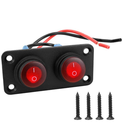 Round Waterproof Marine Panel Switch With LED Light, 1 Button Red, 2 Button Red, 3 Button Red, 4 Button Red, 5 Button Red, 6 Button Red, 1 Button Blue, 2 Button Blue, 3 Button Blue, 4 Button Blue, 5 Button Blue, 6 Button Blue, 1 Button Green           ...