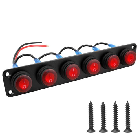Round Waterproof Marine Panel Switch With LED Light, 1 Button Red, 2 Button Red, 3 Button Red, 4 Button Red, 5 Button Red, 6 Button Red, 1 Button Blue, 2 Button Blue, 3 Button Blue, 4 Button Blue, 5 Button Blue, 6 Button Blue, 1 Button Green           ...