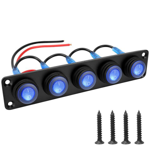 Round Waterproof Marine Panel Switch With LED Light, 1 Button Red, 2 Button Red, 3 Button Red, 4 Button Red, 5 Button Red, 6 Button Red, 1 Button Blue, 2 Button Blue, 3 Button Blue, 4 Button Blue, 5 Button Blue, 6 Button Blue, 1 Button Green           ...