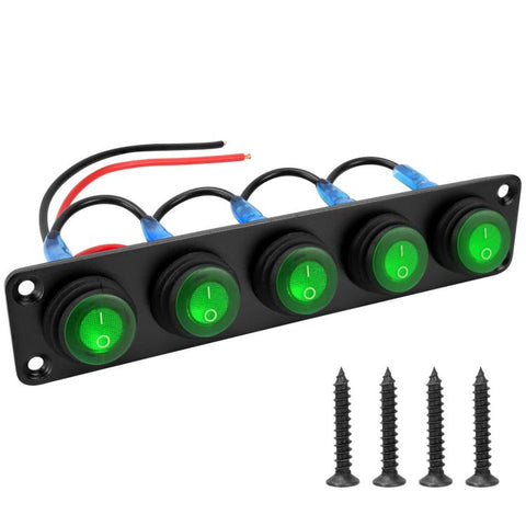 Round Waterproof Marine Panel Switch With LED Light, 1 Button Red, 2 Button Red, 3 Button Red, 4 Button Red, 5 Button Red, 6 Button Red, 1 Button Blue, 2 Button Blue, 3 Button Blue, 4 Button Blue, 5 Button Blue, 6 Button Blue, 1 Button Green           ...
