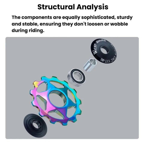 WEST BIKING YP0719490 Bike Jockey Wheel With Metal Bearings Road Bike Rear Derailleur Jockey Wheel, 11T Black, 11T Red, 11T Colorful, 13T Black, 13T Red, 13T Colorful