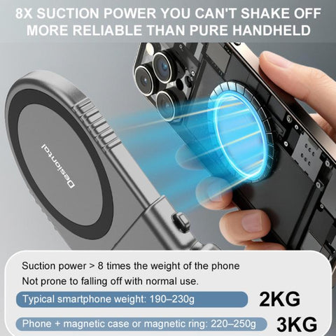 Desiontal GP-06 Magnetic Retractable Phone Shooting Grip Stabilizer Handle For Live Stream & Outdoor Selfie, GP-06