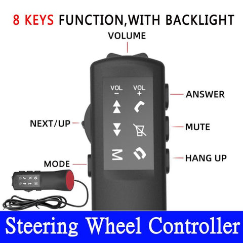 Car Multi-Function Steering Wheel Control Buttons/Handle, Specifically For Android Large Screens, A3001 White Backlight, A3001 Blue Backlight