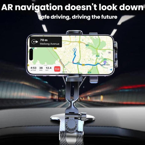 Car Phone Holder With 360-degree Rotation Dashboard Crocodile Clip Mount, Mirror Finish, Textured Finish