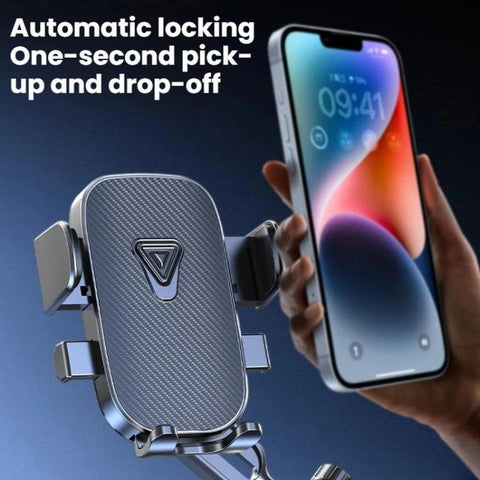 Car Phone Holder With 360-degree Rotation Dashboard Crocodile Clip Mount, Mirror Finish, Textured Finish