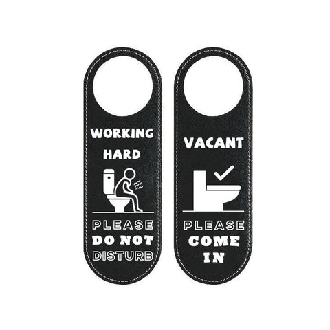 Double-Sided Toilet Door Sign Working Hard Do Not Disturb / Vacant Please Come In Hanger, Toilet Door Sign