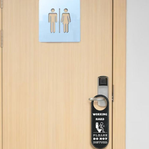 Double-Sided Toilet Door Sign Working Hard Do Not Disturb / Vacant Please Come In Hanger, Toilet Door Sign
