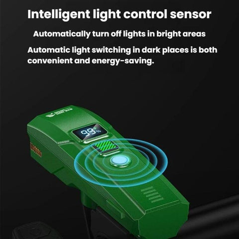 SMILING SHARK QX-D435A Kids Bike Headlight With Light Control Sensor Digital Display Portable Flashlight With Horn