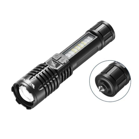 SMILING SHARK SD-5244 Zoomable Digital Display Flashlight With Side Light 4-Gear Dimmable Portable Torch, Hook, Breaker Bar