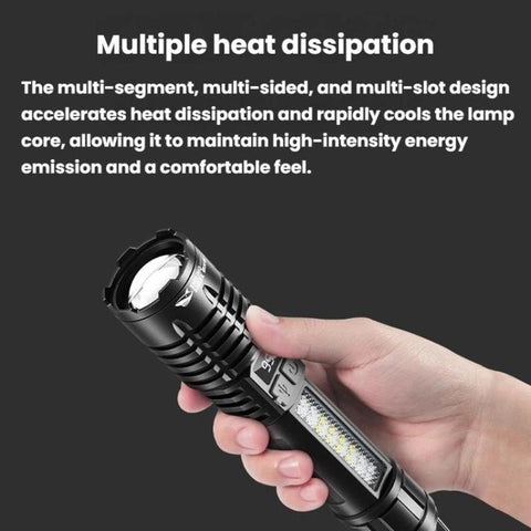 SMILING SHARK SD-5244 Zoomable Digital Display Flashlight With Side Light 4-Gear Dimmable Portable Torch, Hook, Breaker Bar