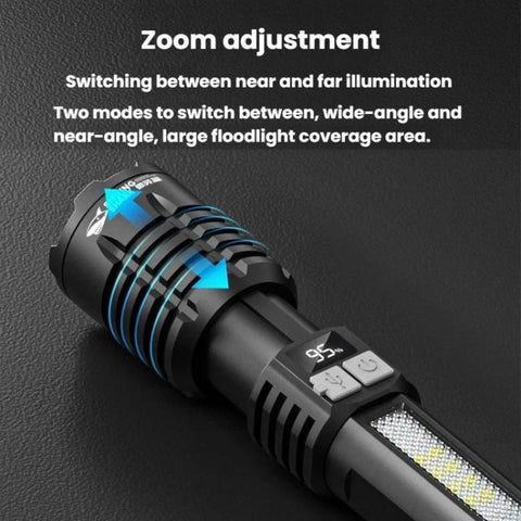 SMILING SHARK SD-5244 Zoomable Digital Display Flashlight With Side Light 4-Gear Dimmable Portable Torch, Hook, Breaker Bar