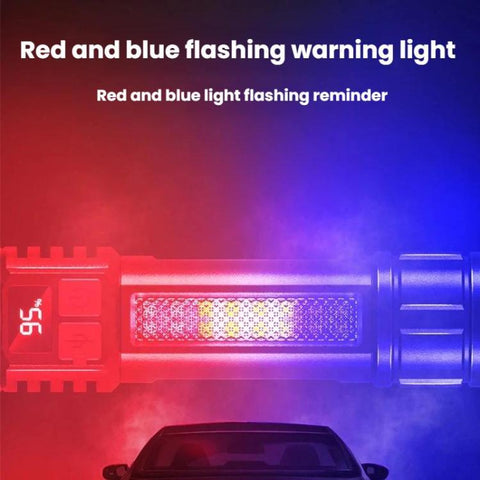 SMILING SHARK SD-5244 Zoomable Digital Display Flashlight With Side Light 4-Gear Dimmable Portable Torch, Hook, Breaker Bar