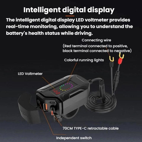 CS-2035A1 IP65 Waterproof Dustproof Motorcycle Phone Charger Retractable USB Charging Cable, CS-2035A1