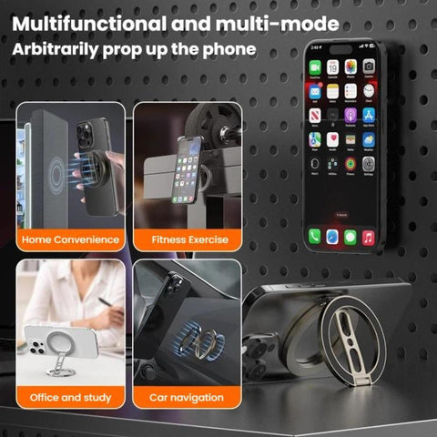 Fully Foldable Multi-Function Dual Magnetic Phone Metal Stand