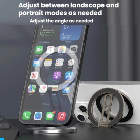 Fully Foldable Multi-Function Dual Magnetic Phone Metal Stand