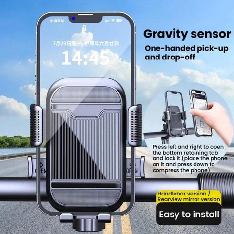 XY-106 Motorcycle Bike Shockproof Anti-Slip Phone Mount Rotatable Navigation Holder For Riders, Handbar, Rearview Mirror