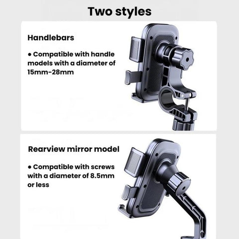 XY-106 Motorcycle Bike Shockproof Anti-Slip Phone Mount Rotatable Navigation Holder For Riders, Handbar, Rearview Mirror