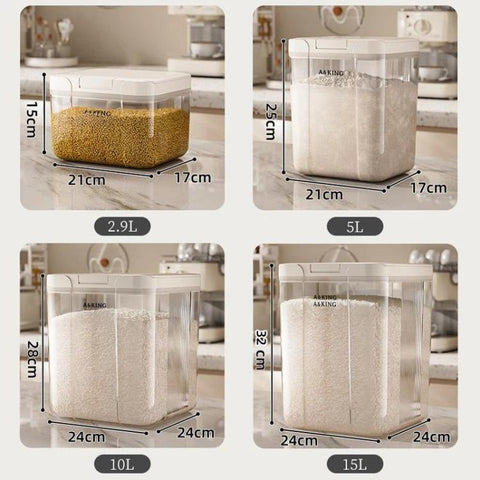 Press Flip Lid Rice Bucket For Home Kitchen Insect-Proof & Moisture-Proof Cereal Storage Container, 2.9L, 5L, 10L, 15L