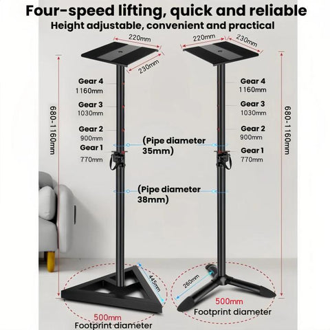 Metal Floor Speaker Stand Monitor Surround Tripod For Studio & Desk, LKT-610, LKT-640