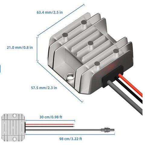 12V/24V To 30V 3.5A DC Power Converter, With 1M DC Cable, With 1M DC Cable + Clip, With 1M DC Cable + Fuse