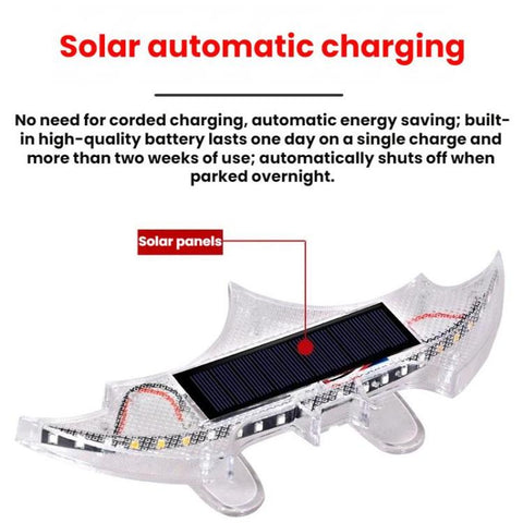 Car Solar-Powered Rear Wing Light Anti-Rear-End Collision Bat-Shaped Decorative Light
