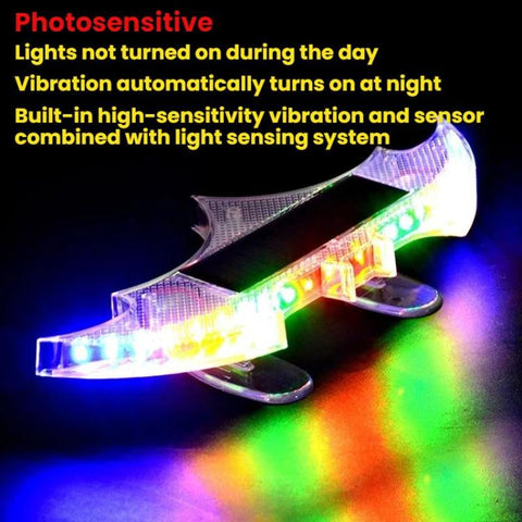 Car Solar-Powered Rear Wing Light Anti-Rear-End Collision Bat-Shaped Decorative Light