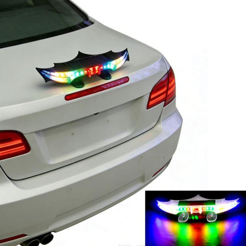 Car Solar-Powered Rear Wing Light Anti-Rear-End Collision Bat-Shaped Decorative Light