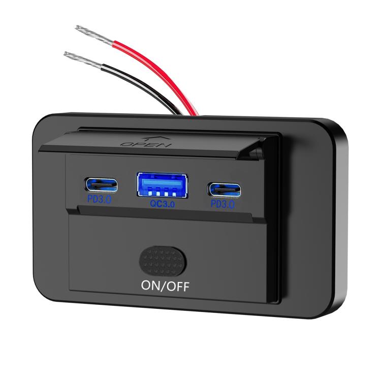One To Three PD3.0 / QC3.0 Car Fast Charging USB Retrofit Charger