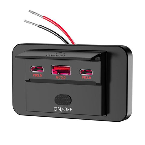 One To Three PD3.0 / QC3.0 Car Fast Charging USB Retrofit Charger