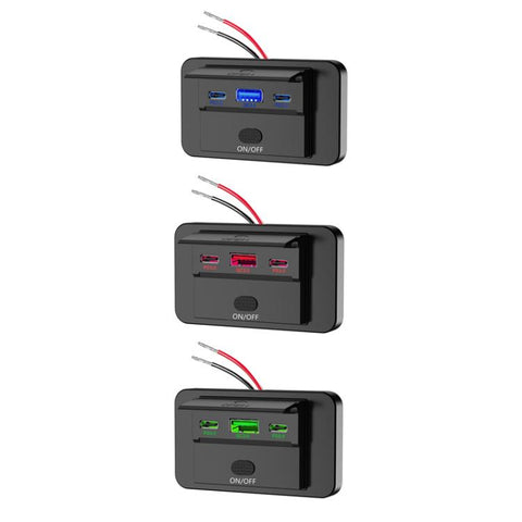 One To Three PD3.0 / QC3.0 Car Fast Charging USB Retrofit Charger