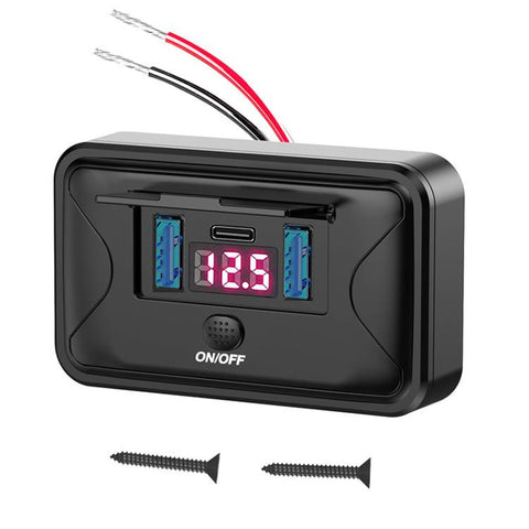 One To Three Car Fast Charger With Built-in Voltage Display With Waterproof Cover