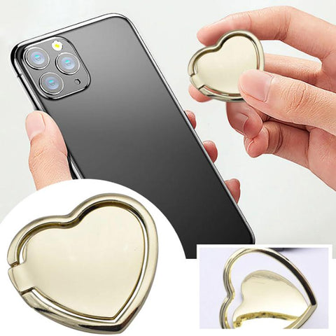 360 Degree Rotating Metal Heart-Shaped Phone Holder with Ring Buckle