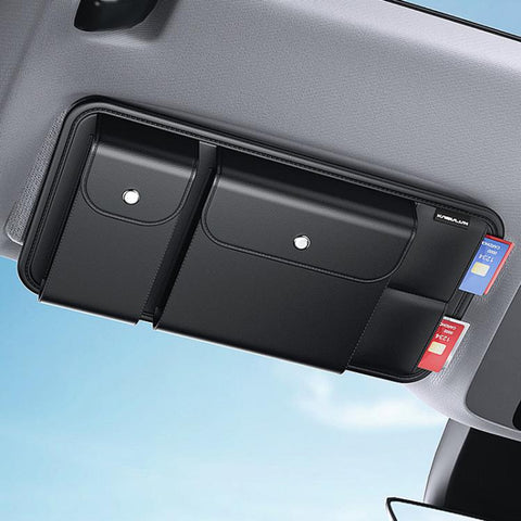 KABULUN Multifunctional Car Sun Visor Storage Glasses Holder Driver License Holder