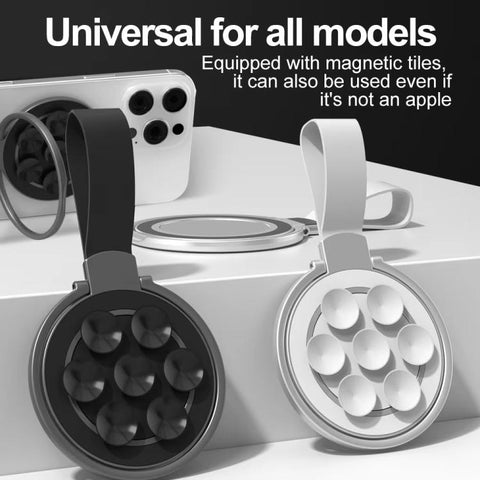 Magnetic Suction Cup Phone Ring Stand Strong Adhesion Phone Grip, Graphite, Silver
