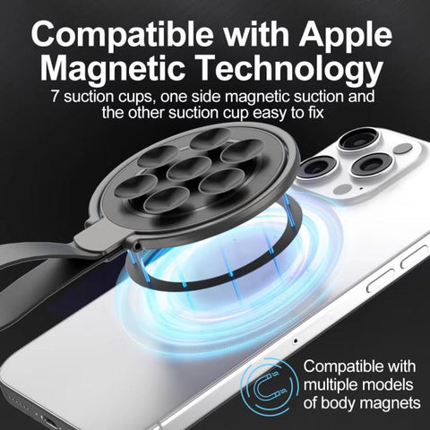 Magnetic Suction Cup Phone Ring Stand Strong Adhesion Phone Grip, Graphite, Silver