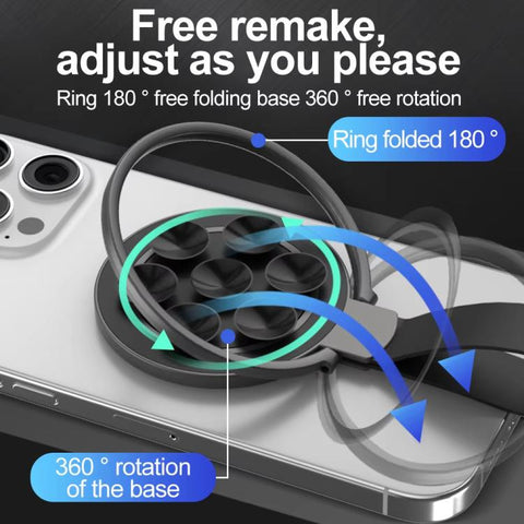 Magnetic Suction Cup Phone Ring Stand Strong Adhesion Phone Grip, Graphite, Silver