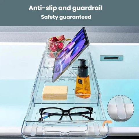 Extendable Foldable Bathtub Shelf Bathroom Storage Shelf, Transparent