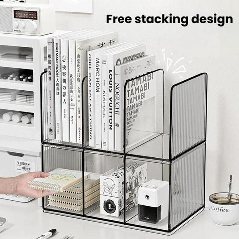 Acrylic Bookends & Document Holder Desktop Book Organizer For Office