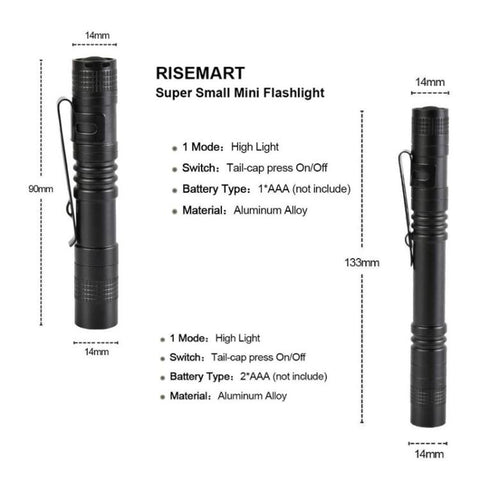Portable Mini Flashlight Outdoor Waterproof Handheld LED Flashlight, 1 Battery White Light, 2 Battery White Light, 1 Battery Purple Light, 2 Battery Purple Light, 1 Battery Red Light, 2 Battery Red Light