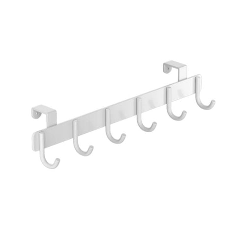 Over-the-Door Stainless Steel Hook Rack No Drill Multi-Hooks for Cabinet/Closet Door, Single Black, Single White, Double Black, Double White