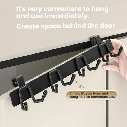 Over-the-Door Stainless Steel Hook Rack No Drill Multi-Hooks for Cabinet/Closet Door, Single Black, Single White, Double Black, Double White