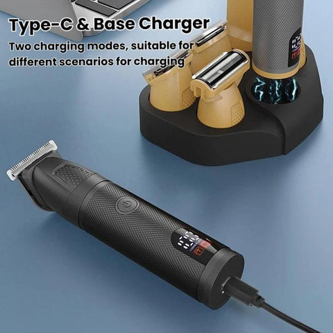 YJ-101 6 In 1 Multifunctional Digital Display Electric Hair Clipper IPX6 Waterproof Nose & Armpit Hair Trimmer